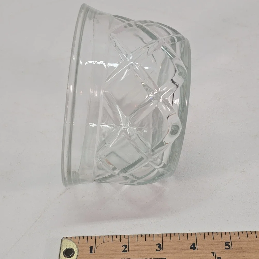 Clear Diamond Cut Glass Dip Bowl  Glass Candy Bowl  Small Bowl Decorative Glass